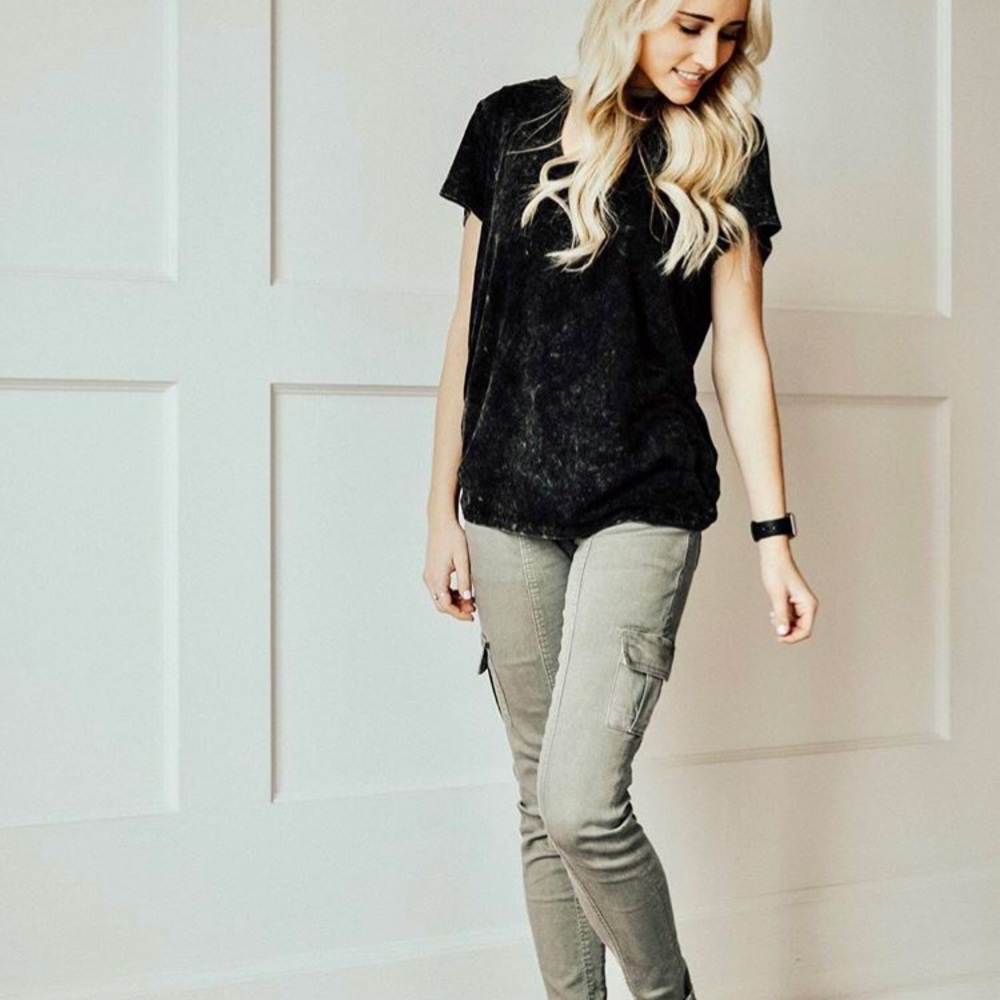 Gray Rubber Band Stretch Denim Jeans
